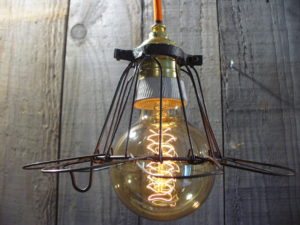 lampe baladeuse en suspension cable textile orange