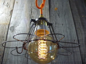 lampe baladeuse en suspension cable textile orange