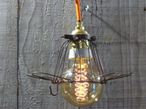 lampe baladeuse en suspension cable textile orange