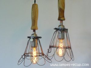Lampe baladeuse de garage vintage avec interrupteur câble textile noir