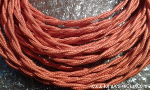 Câble textile orange tressé deux fils
