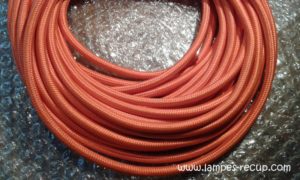 Câble textile orange rond deux fils