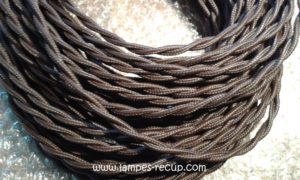 câble textile tressé marron deux fils