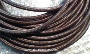 Câble textile marron rond deux fils