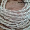 Câble textile tressé blanc cassé deux fils