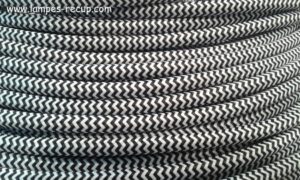 Câble textile zébré noir et blanc 2x0,75 mm2