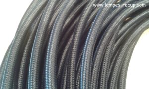 Câble textile noir rond 3x0,75 mm/2