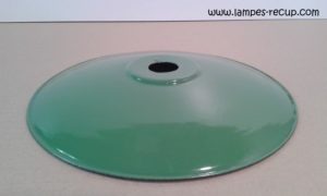 Abat-jour vintage émaillé vert diamètre 24.5 cm