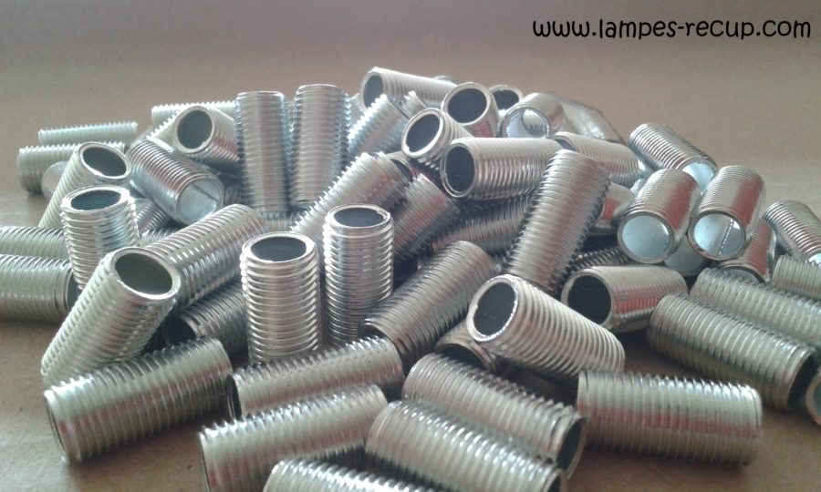 Lot De 2 Tubes Filetés Creux Pour Lampes - 20 Mm, Acier, Filetage M10, Douille E27, Neuf