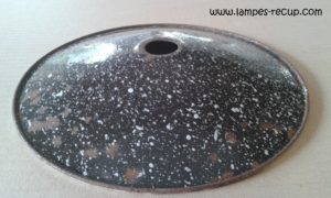 Abat-jour industriel émaillé noir moucheté diamètre 25 cm