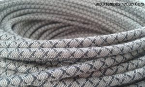 Câble textile gris anthracite et lin naturel 2 x 0.75 mm/2