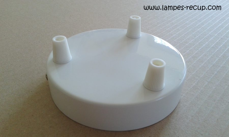 Pavillon cache fils métal blanc 3 sorties diamètre 12 cm