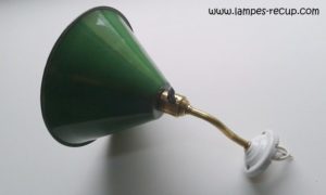 Applique col de cygne vintage émaillée verte avec interrupteur