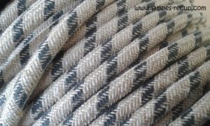 Câble textile lin naturel et losange gris anthracite 2 x 0.75 mm/2