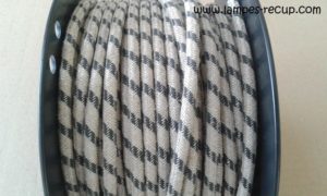 Câble textile lin naturel et losange gris anthracite 2 x 0.75 mm/2