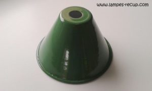 Réflecteur vintage conique émaillé vert diamètre 20 cm