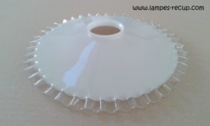 opaline à bords plissés pour suspension vintage diamètre 25 cm