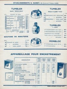 Catalogue matériel électrique Ets SAMET Mai 1935