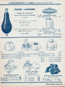 Catalogue matériel électrique Ets SAMET Mai 1935