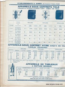 Catalogue matériel électrique Ets SAMET Mai 1935