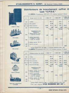 Catalogue matériel électrique Ets SAMET Mai 1935