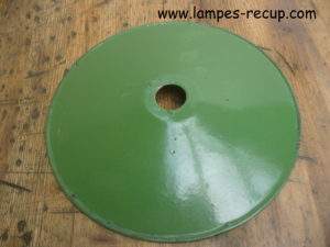 Abat-jour vintage émaillé vert diamètre 25 cm