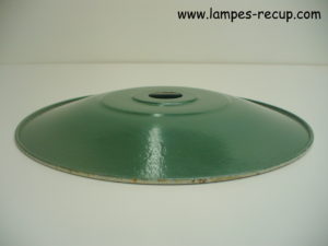 Abat-jour métal émaillé vintage vert diamètre 25 cm