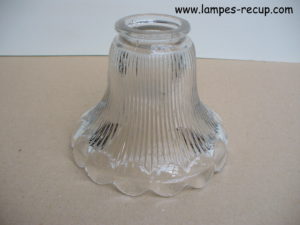 Tulipe en verre ancienne type Holophane diamètre 14,5 cm