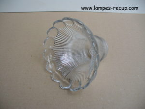 Tulipe en verre ancienne type Holophane diamètre 14,5 cm