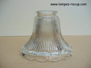 Tulipe en verre ancienne type Holophane diamètre 14,5 cm