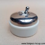 Interrupteur ancien porcelaine et chrome simple allumage 5 cm