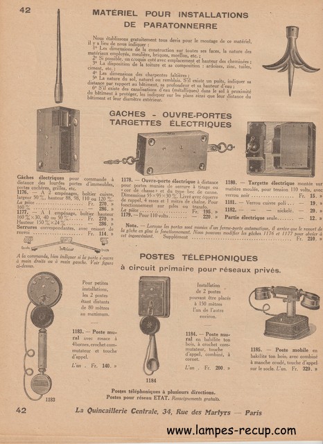 Catalogue ancien " La Quincaillerie centrale Juillet 1936 "