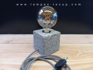 Lampe design cube en béton LED