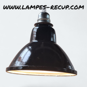 Suspension industrielle vintage émaillée noire 