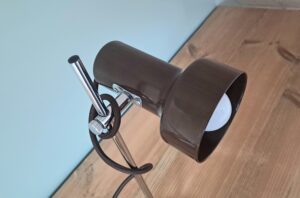 Lampe de chevet vintage année 70 Marron et noire reconditionnée – Image 12