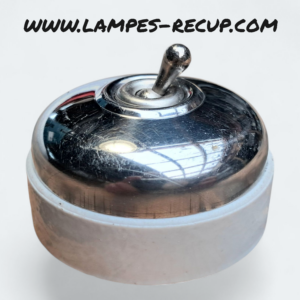 Interrupteur vintage va et vient porcelaine et chrome